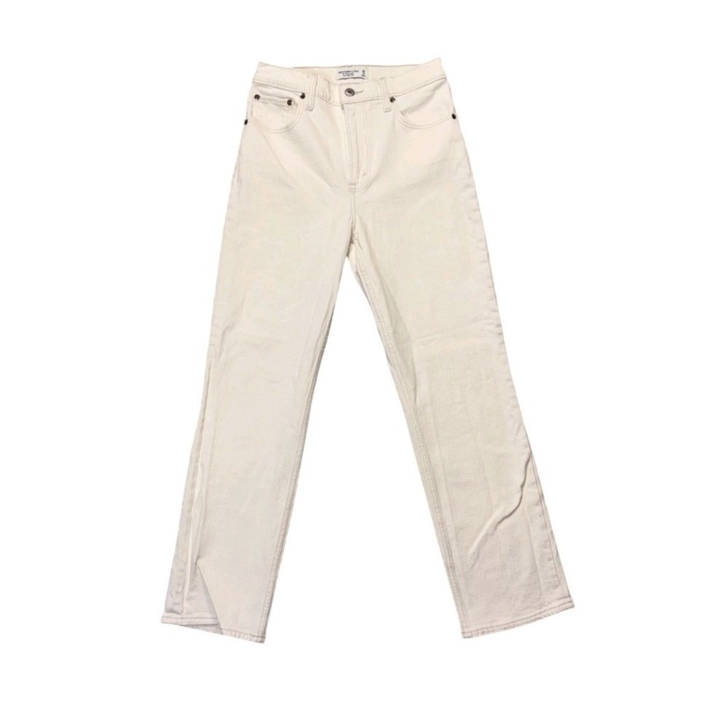 Abercrombie & Fitch The 90s Straight Ultra High Rise Jeans Cream Off-White 28/6R